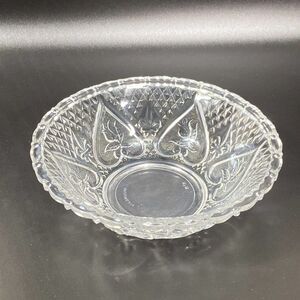 Vintage KIG Malaysia Diamond Cut Fleur De Lis And Rose Pattern Crystal Bowl 5”